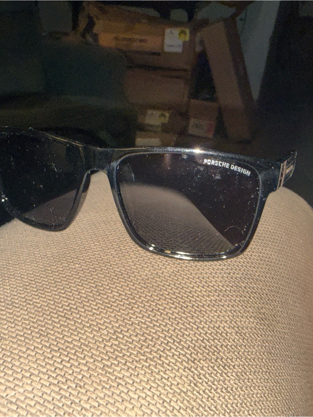 Porsche Design Glossy Black Rectangular Sunglasses